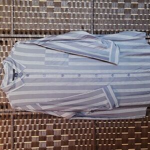 Tahari Gray Striped Button Down Sleepwear
